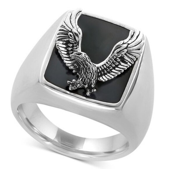 💞925 Silver Plated Unique Flying Eagle Knight Cool Punk Men's MLNN1246 - Picture 1 of 2